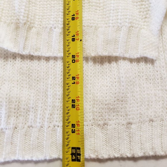 Copper key knit sweater size Medium cream blue striped fuzzy knit - Picture 9 of 10